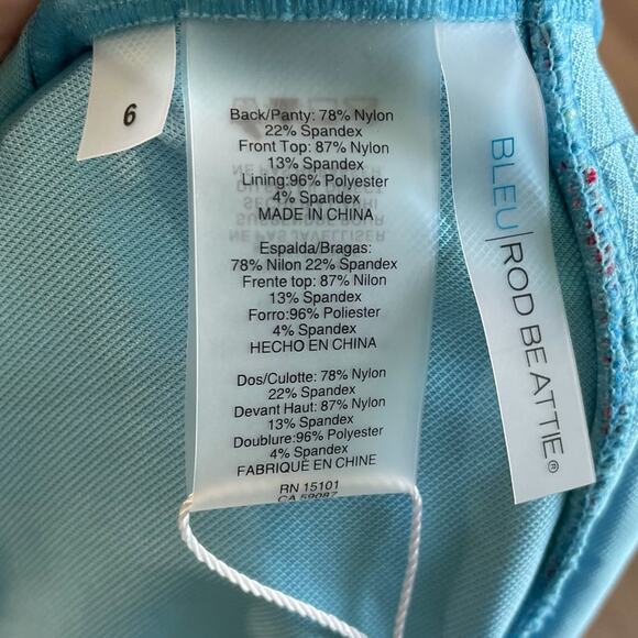 Bleu Rod Beattie Women's Rogue Blue Ruched Cross Back One Piece Swimsuit sz 6 - Picture 4 of 5